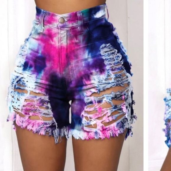 Tie-dye ripped shorts - Picture 2 of 3